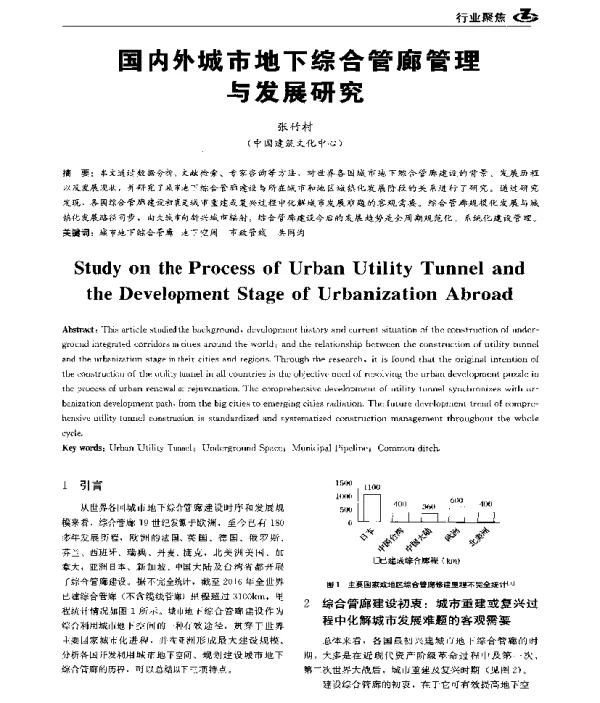 国内外城市地下综合管廊管理与发展研究