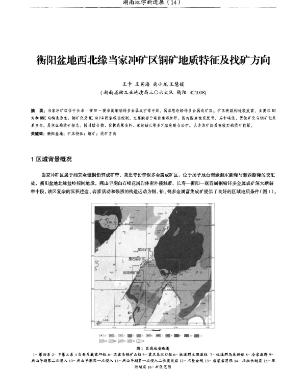 衡阳盆地西北缘当家冲矿区铜矿地质特征及找矿方向