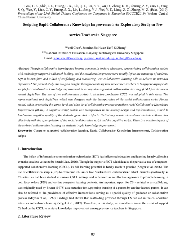 ScriptingRapidCollaborativeKnowledgeImprovementAnExploratoryStudyonPreserviceTeachersinSingapore