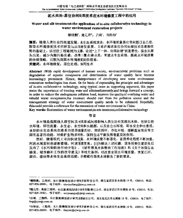 泥水共治-原位协同处理技术在水环境修复工程中的应用