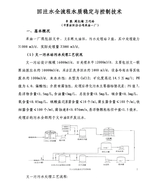 回注水全流程水质稳定与控制技术