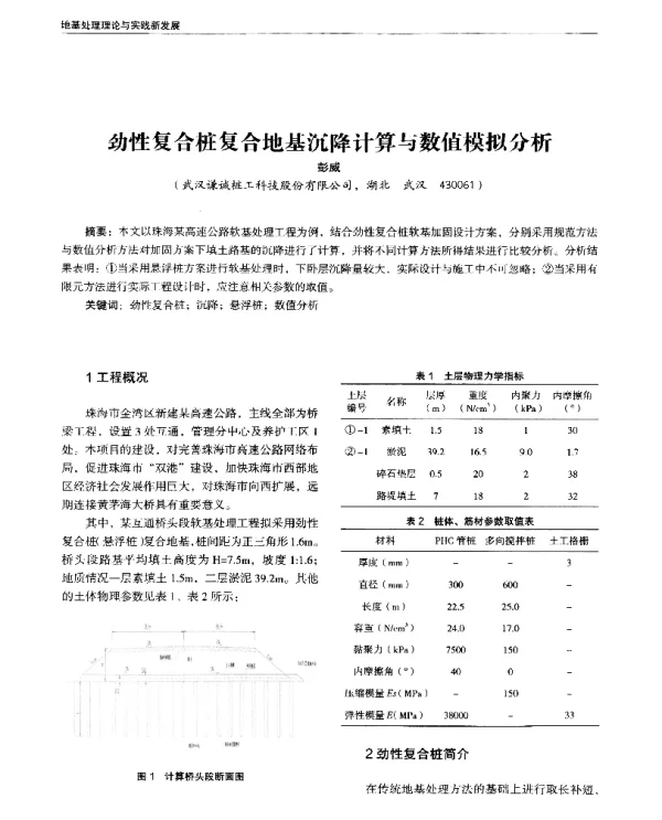 劲性复合桩复合地基沉降计算与数值模拟分析