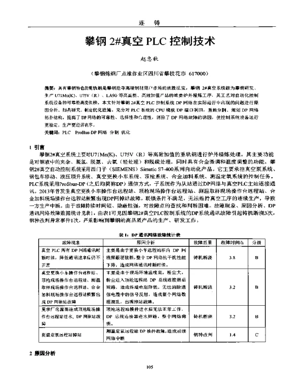 攀钢2真空PLC控制技术
