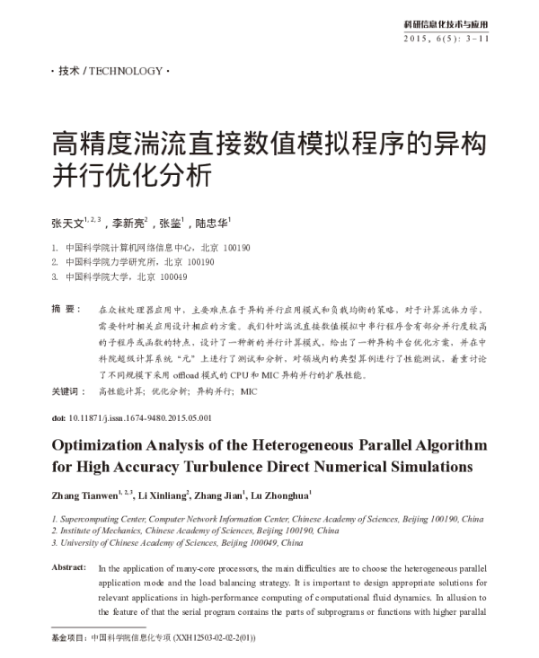 高精度湍流直接数值模拟程序的异构并行优化分析