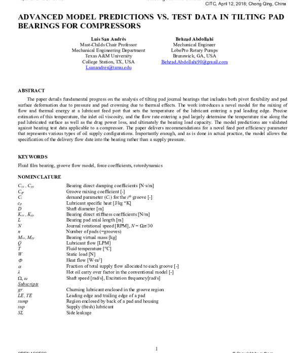 ADVANCEDMODELPREDICTIONSVS.TESTDATAINTILTINGPADBEARINGSFORCOMPRESSORS