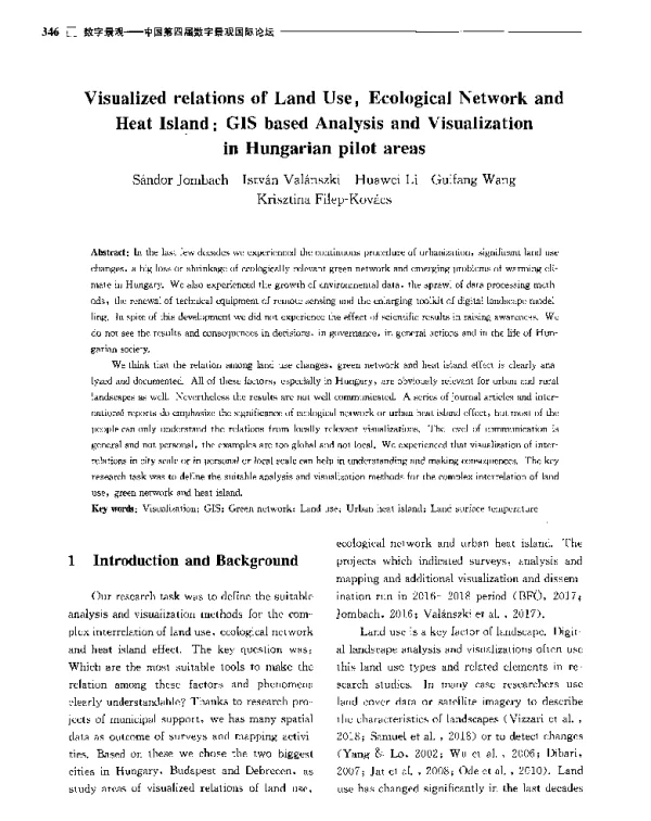 VisualizedrelationsofLandUseEcologicalNetworkandHeatIslandGISbasedAnalysisandVisualizationinHungarianpilotareas