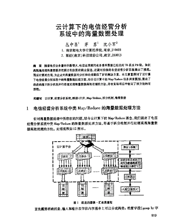 云计算下的电信经营分析系统中的海量数据处理