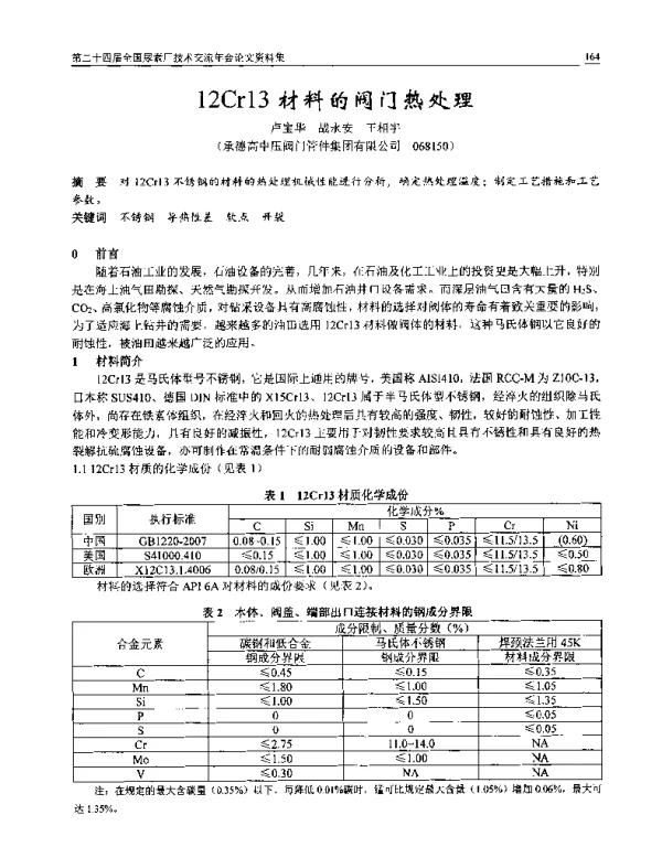 12Cr13材料的阀门热处理