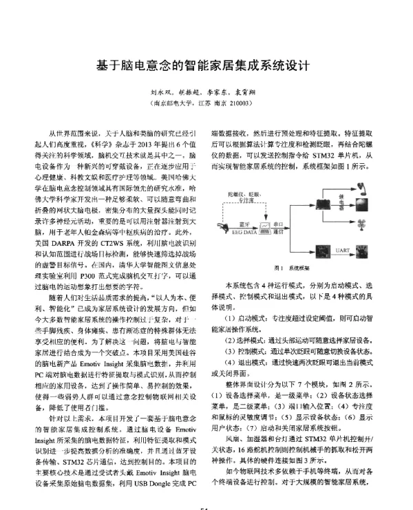基于脑电意念的智能家居集成系统设计