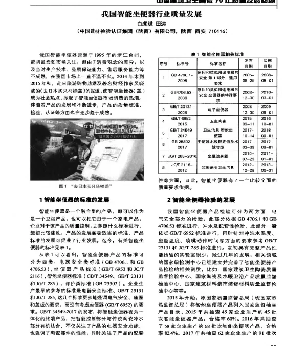 我国智能坐便器行业质量发展