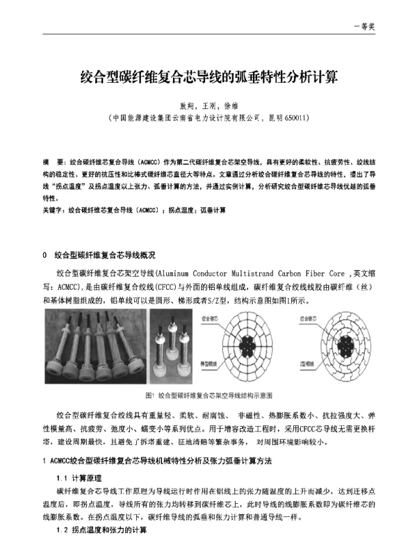 绞合型碳纤维复合芯导线的弧垂特性分析计算