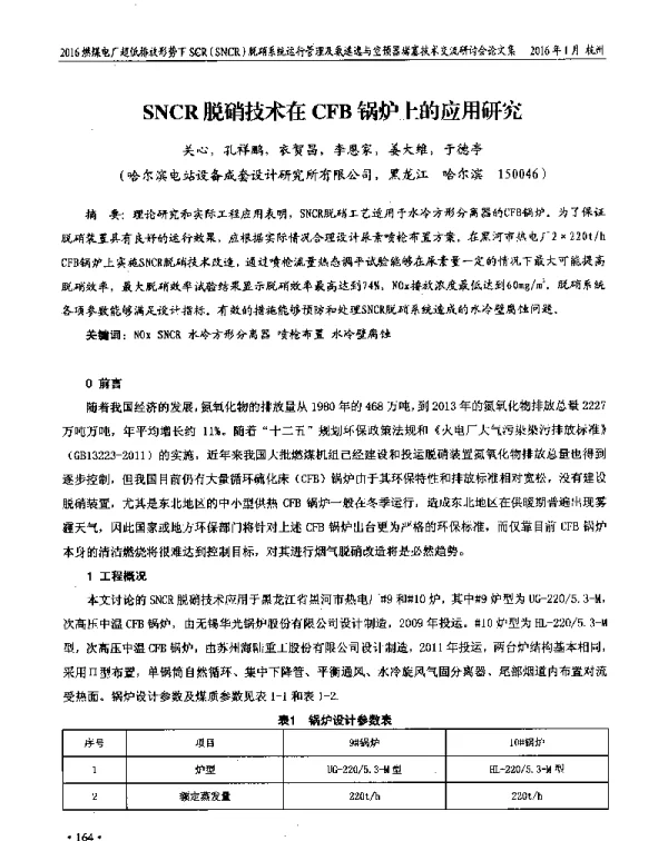 SNCR脱硝技术在CFB锅炉上的应用研究