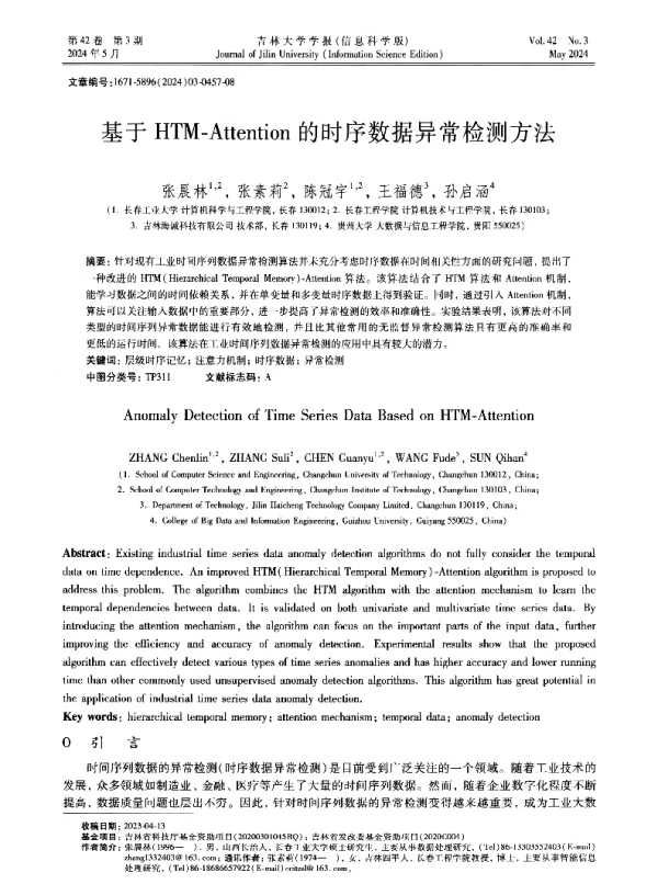基于HTM-Attention的时序数据异常检测方法