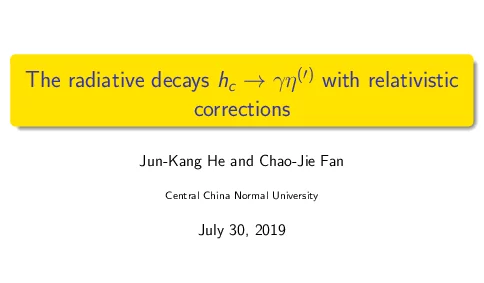 Theradiativedecayshc→γη()withrelativisticcorrections
