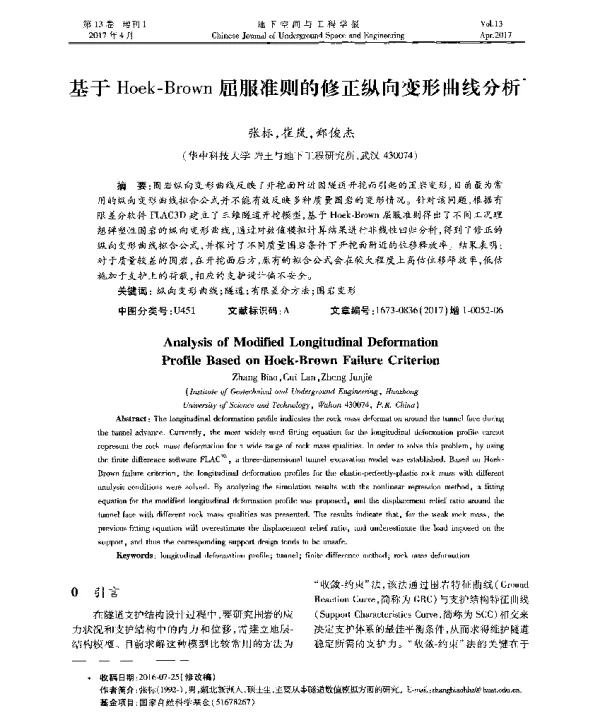基于Hoek-Brown屈服准则的修正纵向变形曲线分析