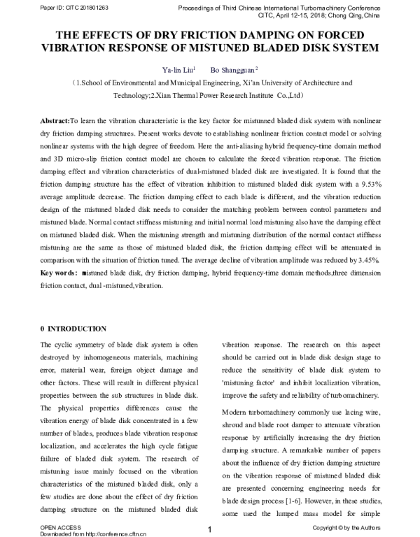 THEEFFECTSOFDRYFRICTIONDAMPINGONFORCEDVIBRATIONRESPONSEOFMISTUNEDBLADEDDISKSYSTEM