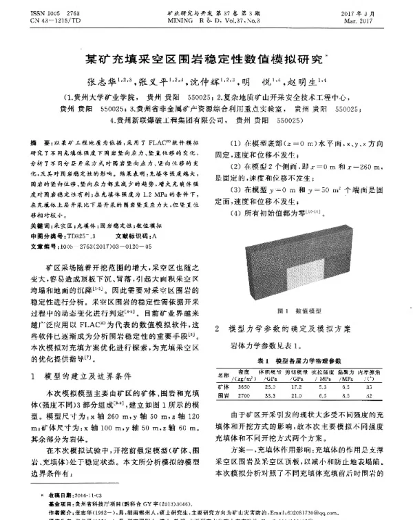 某矿充填采空区围岩稳定性数值模拟研究