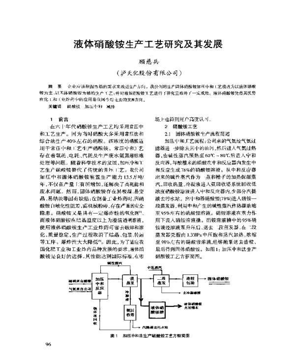 液体硝酸铵生产工艺研究及其发展