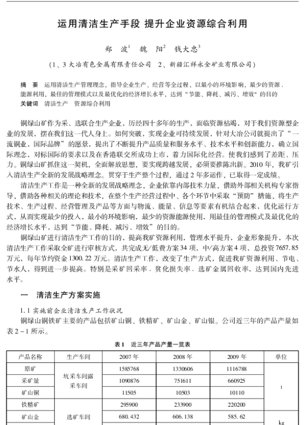运用清洁生产手段提升企业资源综合利用