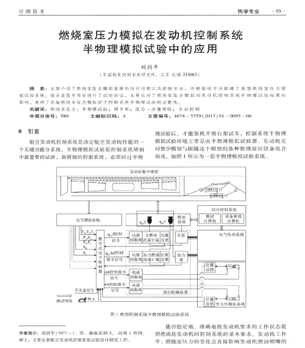 燃烧室压力模拟在发动机控制系统半物理模拟试验中的应用