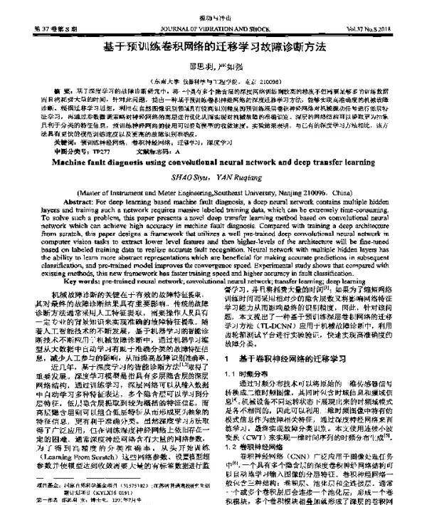 基于预训练卷积网络的迁移学习故障诊断方法