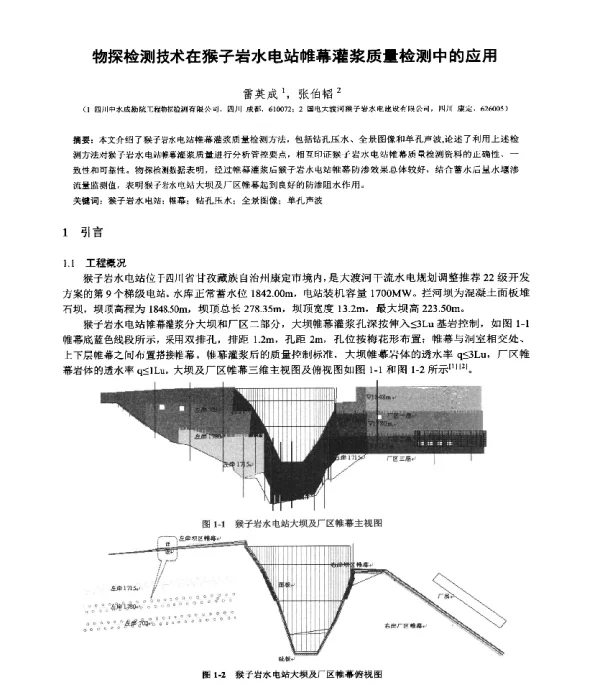 物探检测技术在猴子岩水电站帷幕灌浆质量检测中的应用