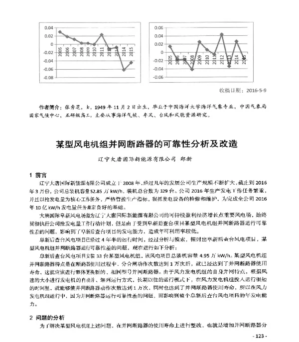 某型风电机组并网断路器的可靠性分析及改造