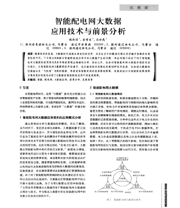 智能配电网大数据应用技术与前景分析