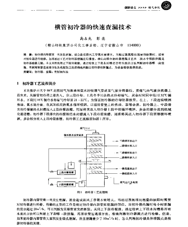 横管初冷器的快速查漏技术