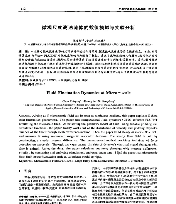 微观尺度高速流体的数值模拟与实验分析