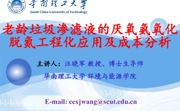 老龄垃圾渗滤液的厌氧氨氧化脱氮工程化应用及成本分析