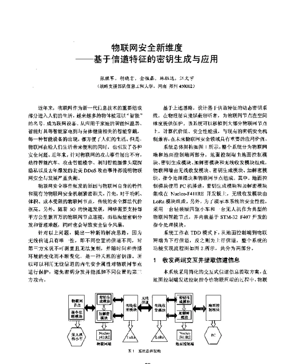 物联网安全新维度--基于信道特征的密钥生成与应用