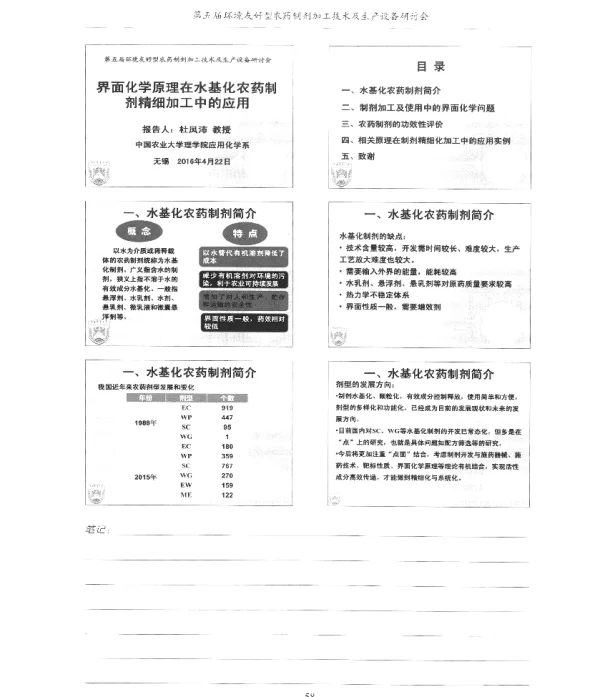 界面化学原理在水基化农药制剂精细加工中的应用