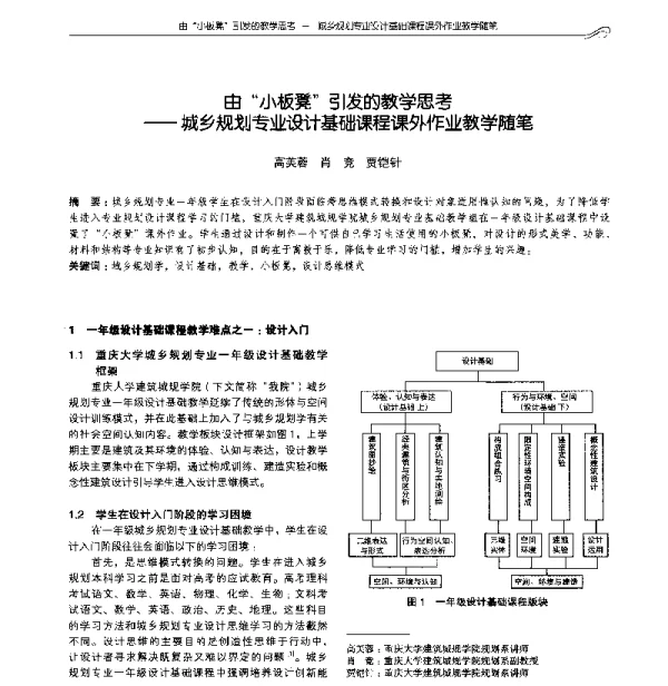 由“小板凳”引发的教学思考--城乡规划专业设计基础课程课外作业教学随笔
