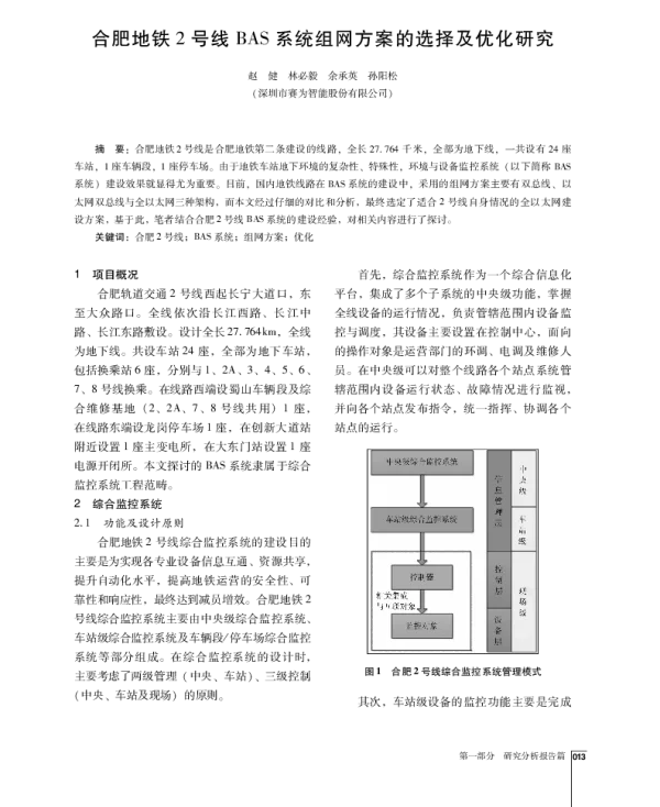 合肥地铁2号线BAS系统组网方案的选择及优化研究