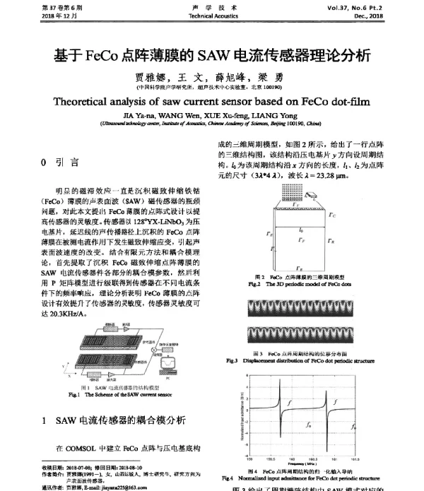 基于FeCo点阵薄膜的SAW电流传感器理论分析