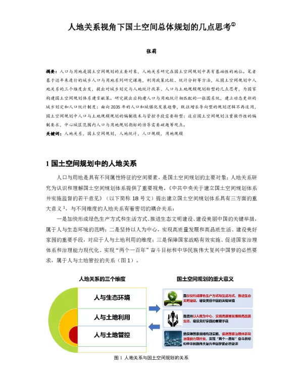 人地关系视角下国土空间总体规划的几点思考