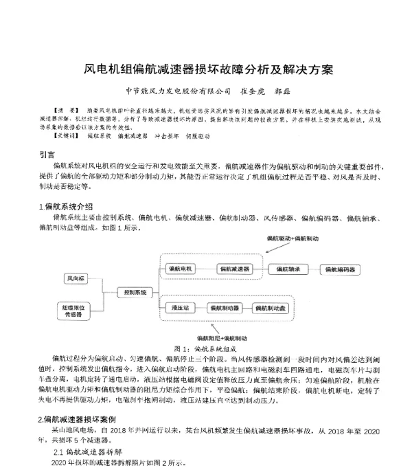 风电机组偏航减速器损坏故障分析及解决方案