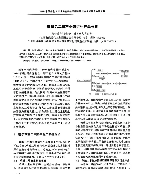 煤制乙二醇产业链衍生产品分析
