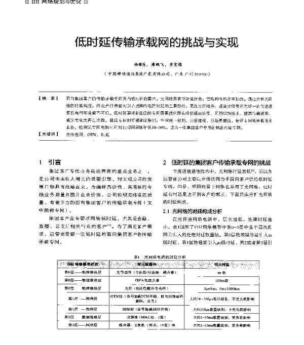 低时延传输承载网的挑战与实现