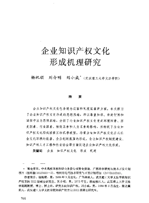 企业知识产权文化形成机理研究