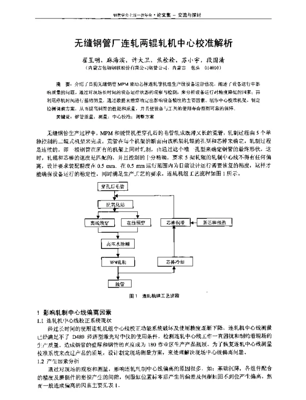 无缝钢管厂连轧两辊轧机中心校准解析