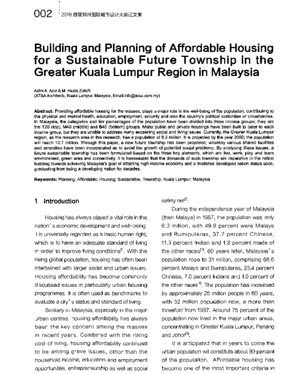 BuildingandPlanningofAffordableHousingforaSustainableFutureTownshipintheGreaterKualaLumpurRegioninMalaysia