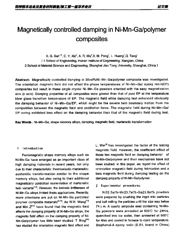 MagneticallycontrolleddampinginNi-Mn-Gapolymercomposites