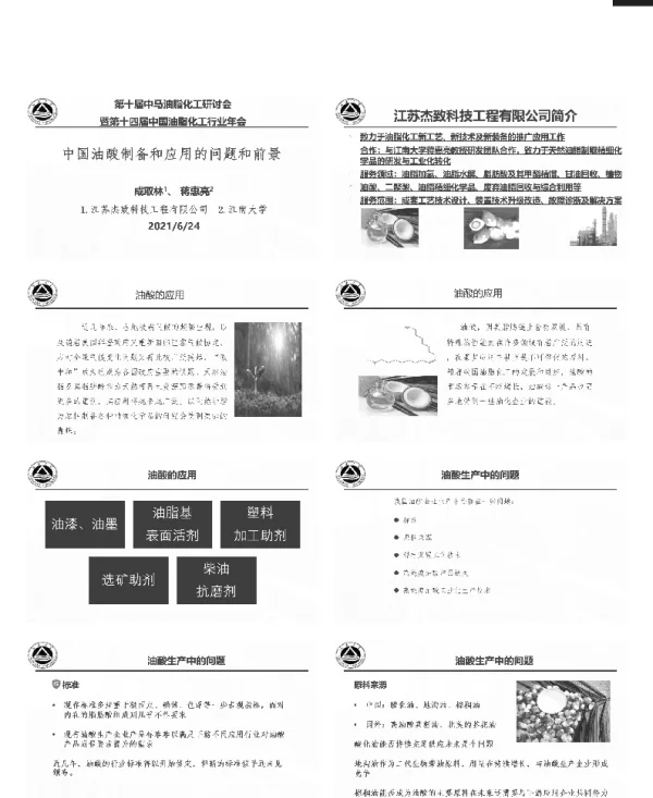 中国油酸制备和应用的问题和前景