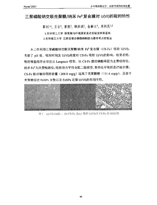 三聚磷酸钠交联壳聚糖纳米Fe0复合膜对U(Ⅵ)的吸附特性