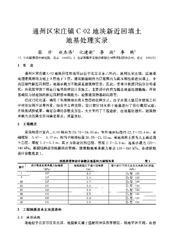 通州区宋庄镇C-02地块新近回填土地基处理实录