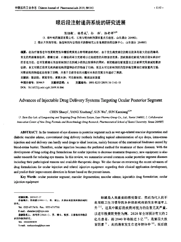 眼后段注射递药系统的研究进展