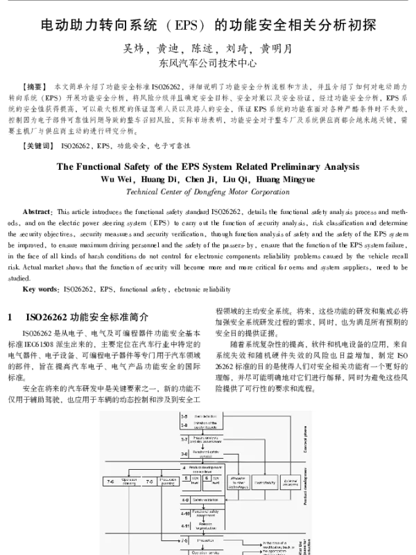 电动助力转向系统(EPS)的功能安全相关分析初探