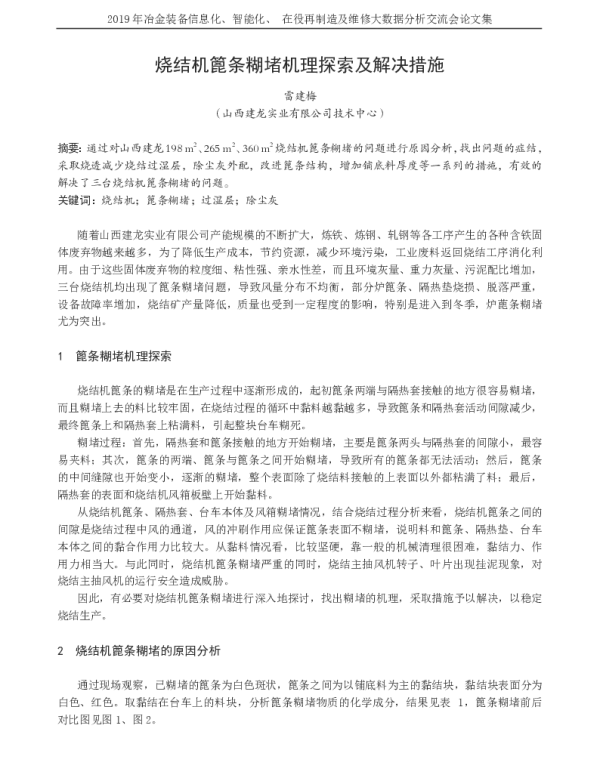 烧结机篦条糊堵机理探索及解决措施